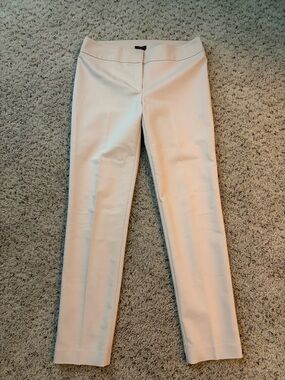 Ann Taylor Cream Slim Straight Trousers